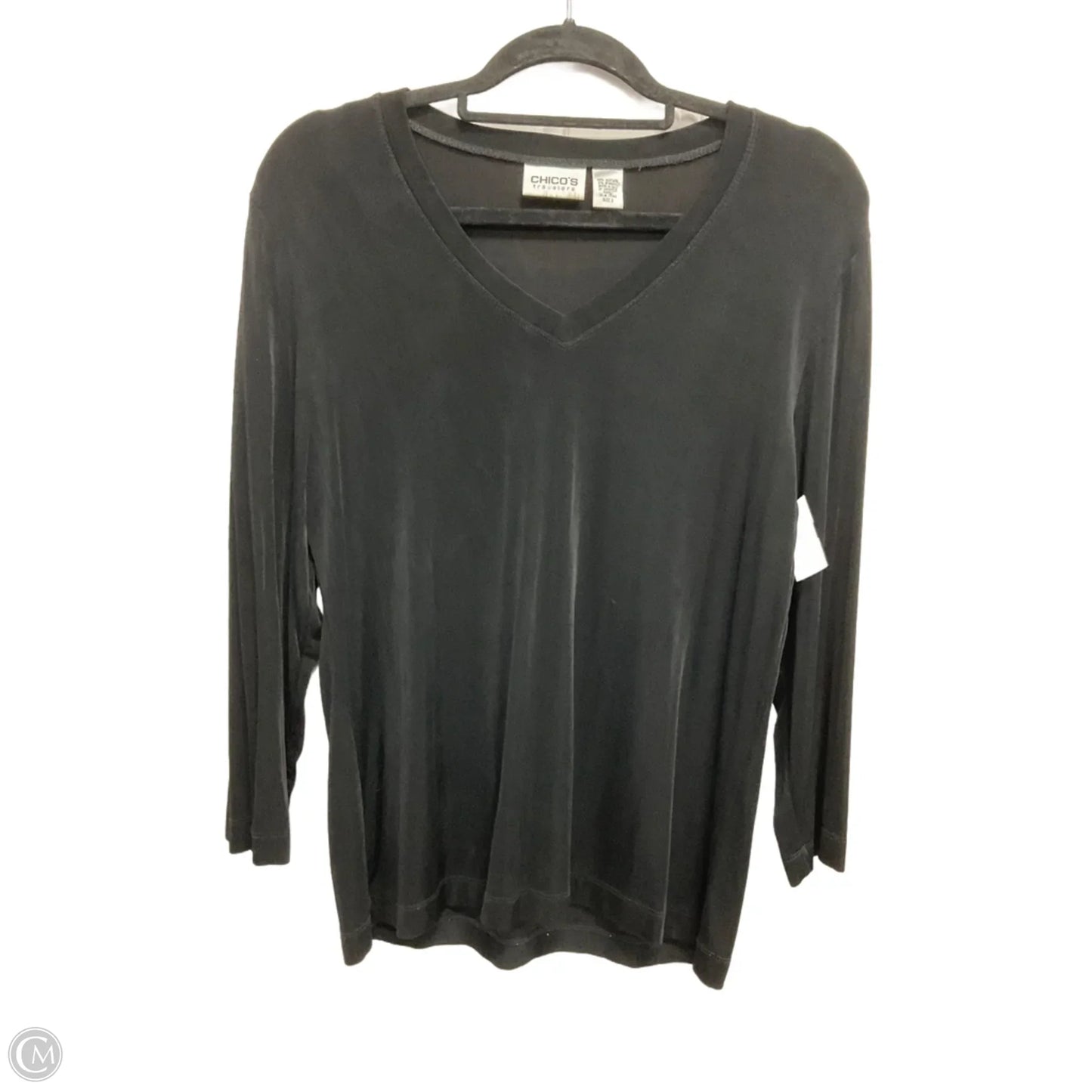 Top 3/4 Sleeve By Chicos In Black, Size: L