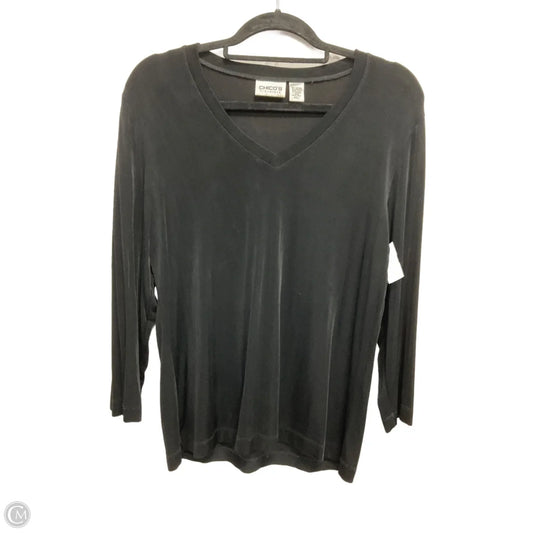 Top 3/4 Sleeve By Chicos In Black, Size: L