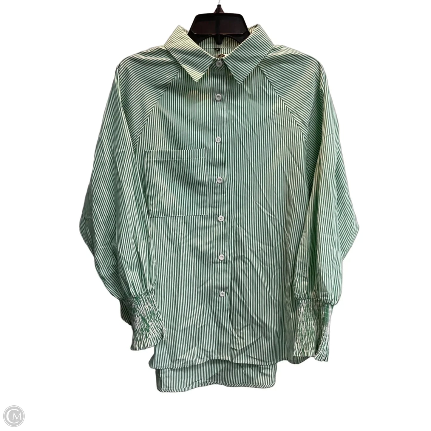 Blouse Long Sleeve By Clothes Mentor In Striped Pattern, Size: M