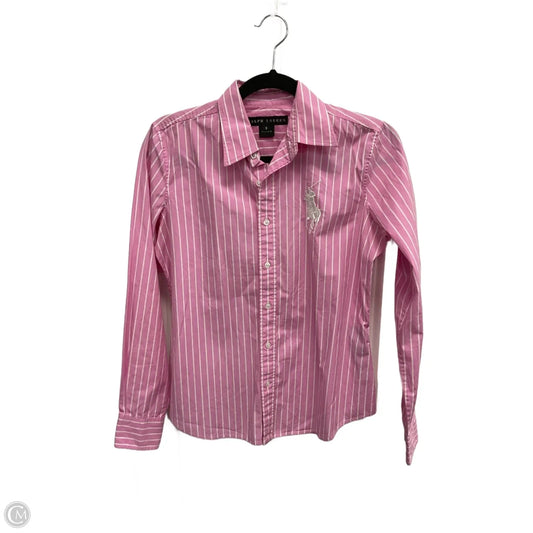 Blouse Long Sleeve By Ralph Lauren In Striped Pattern, Size: M
