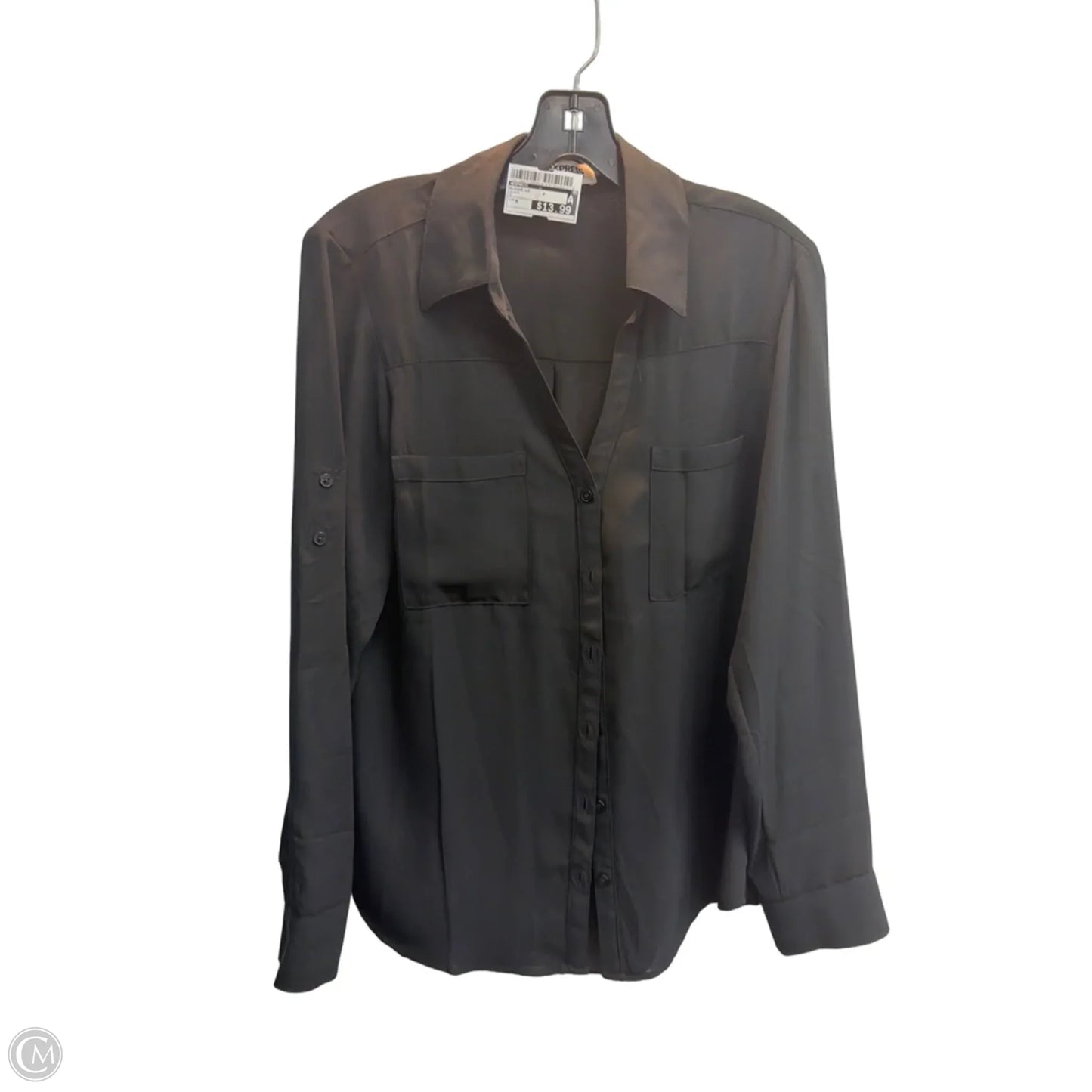Blouse Long Sleeve By Express In Black, Size: M