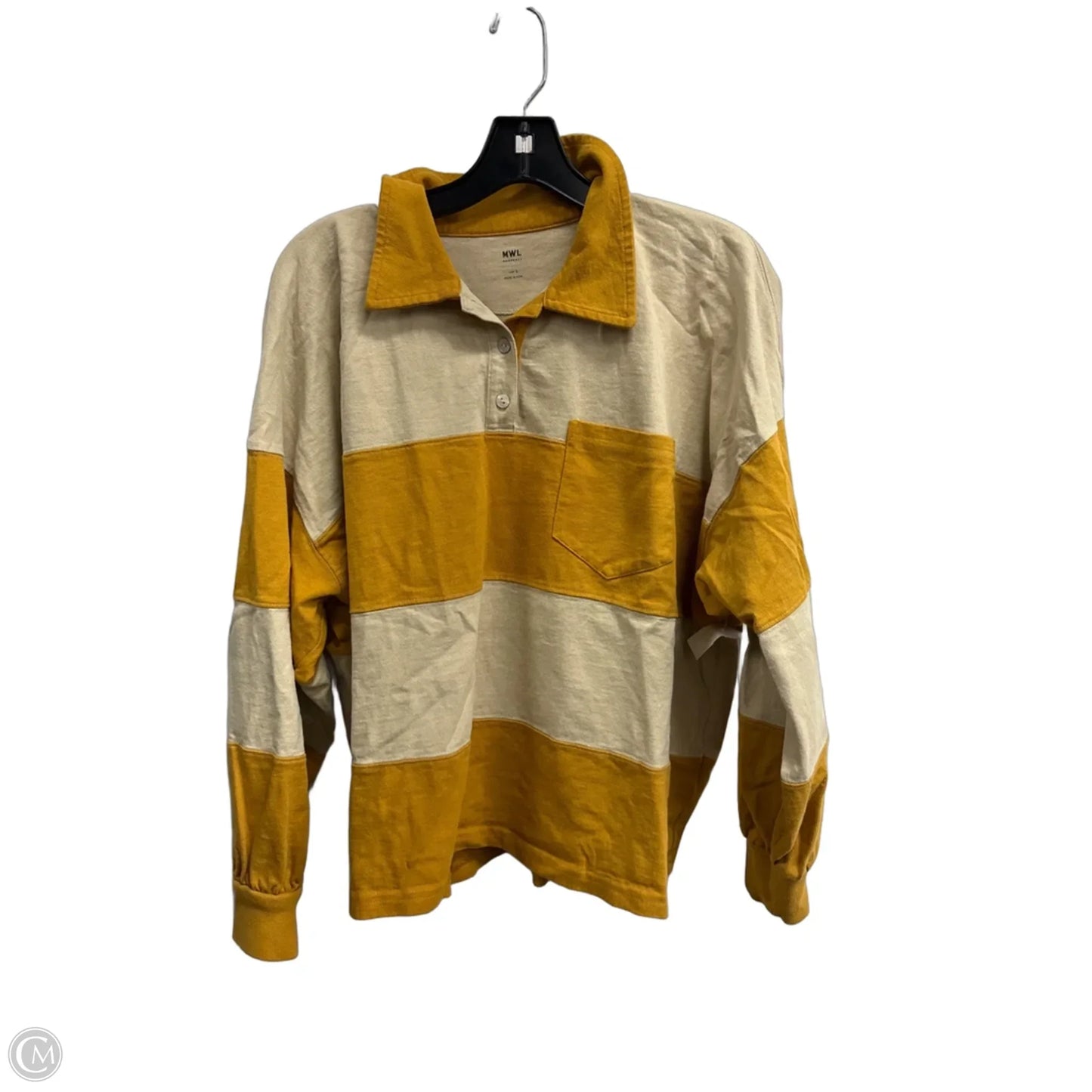 Top Long Sleeve By Madewell In Gold, Size: L