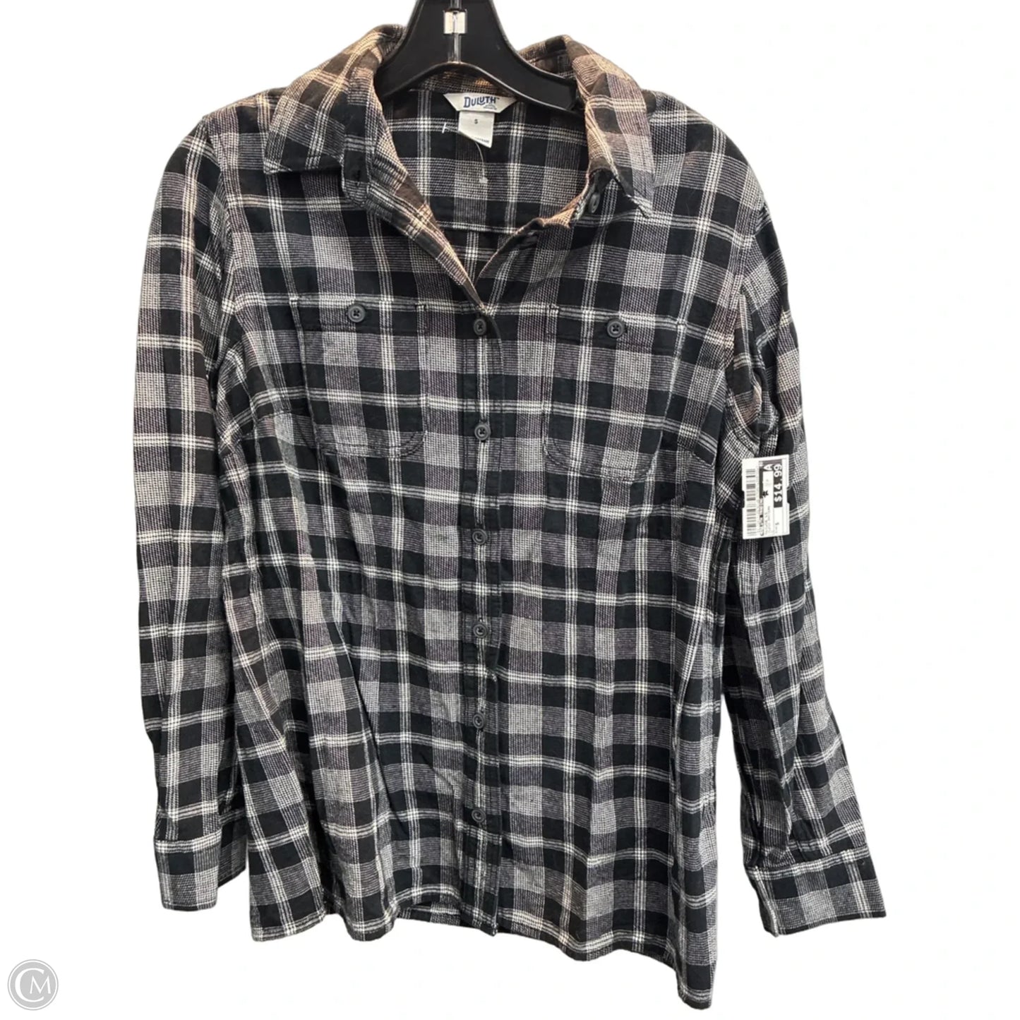 Blouse Long Sleeve By Duluth Trading In Plaid Pattern, Size: S