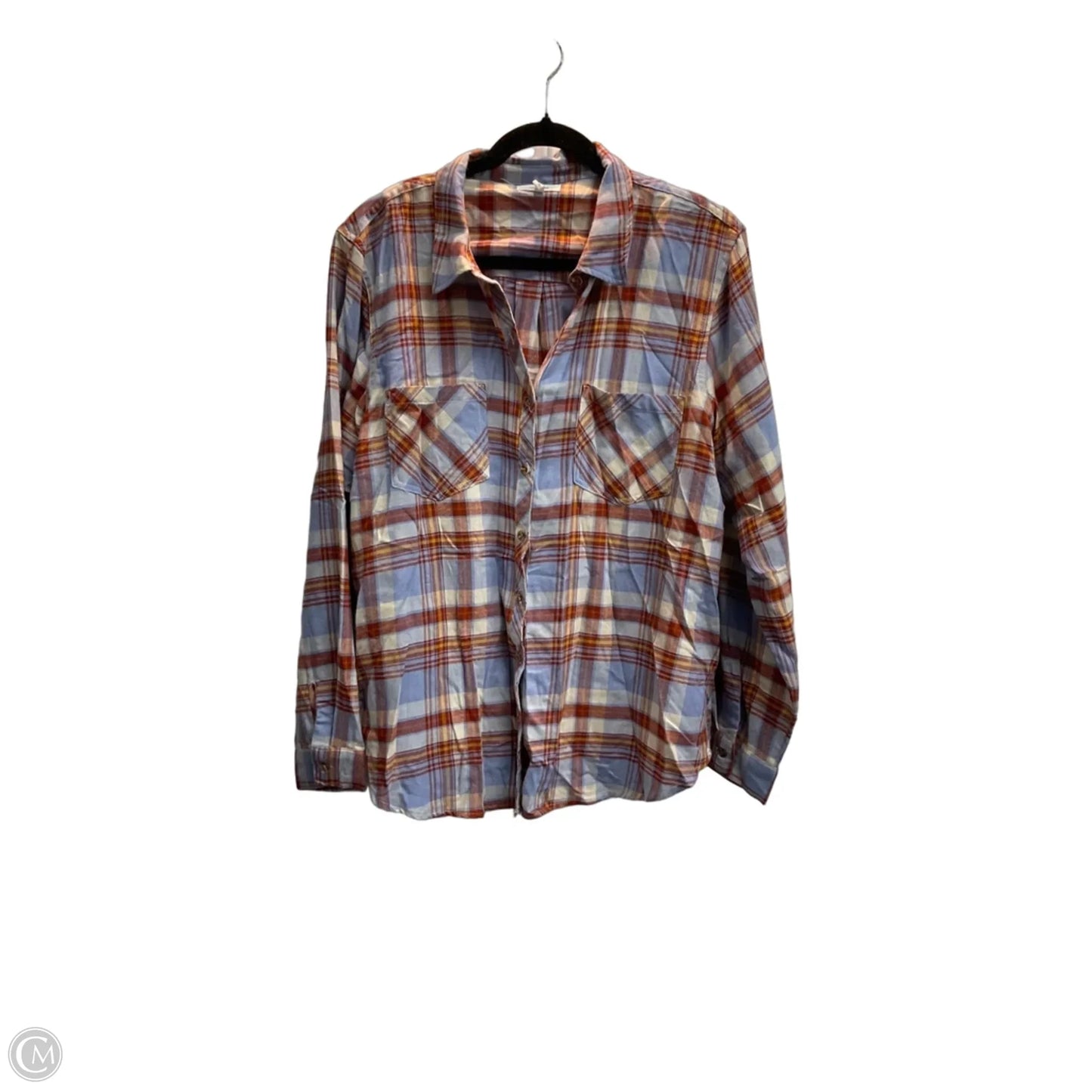 Top Long Sleeve By Maurices In Plaid Pattern, Size: Xl