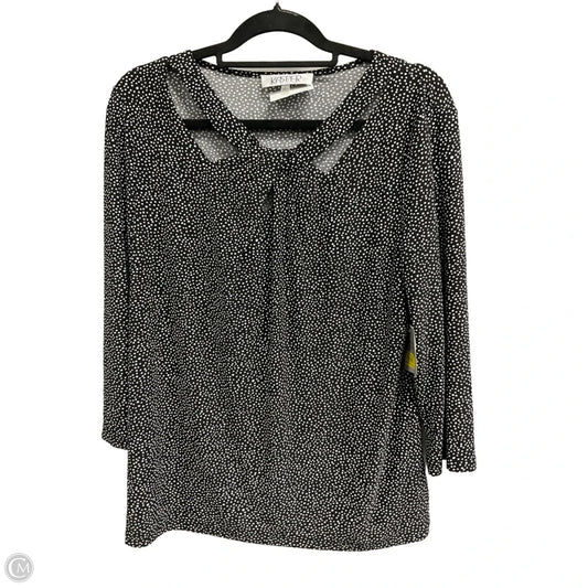 Blouse 3/4 Sleeve By Kasper In Polkadot Pattern, Size: L