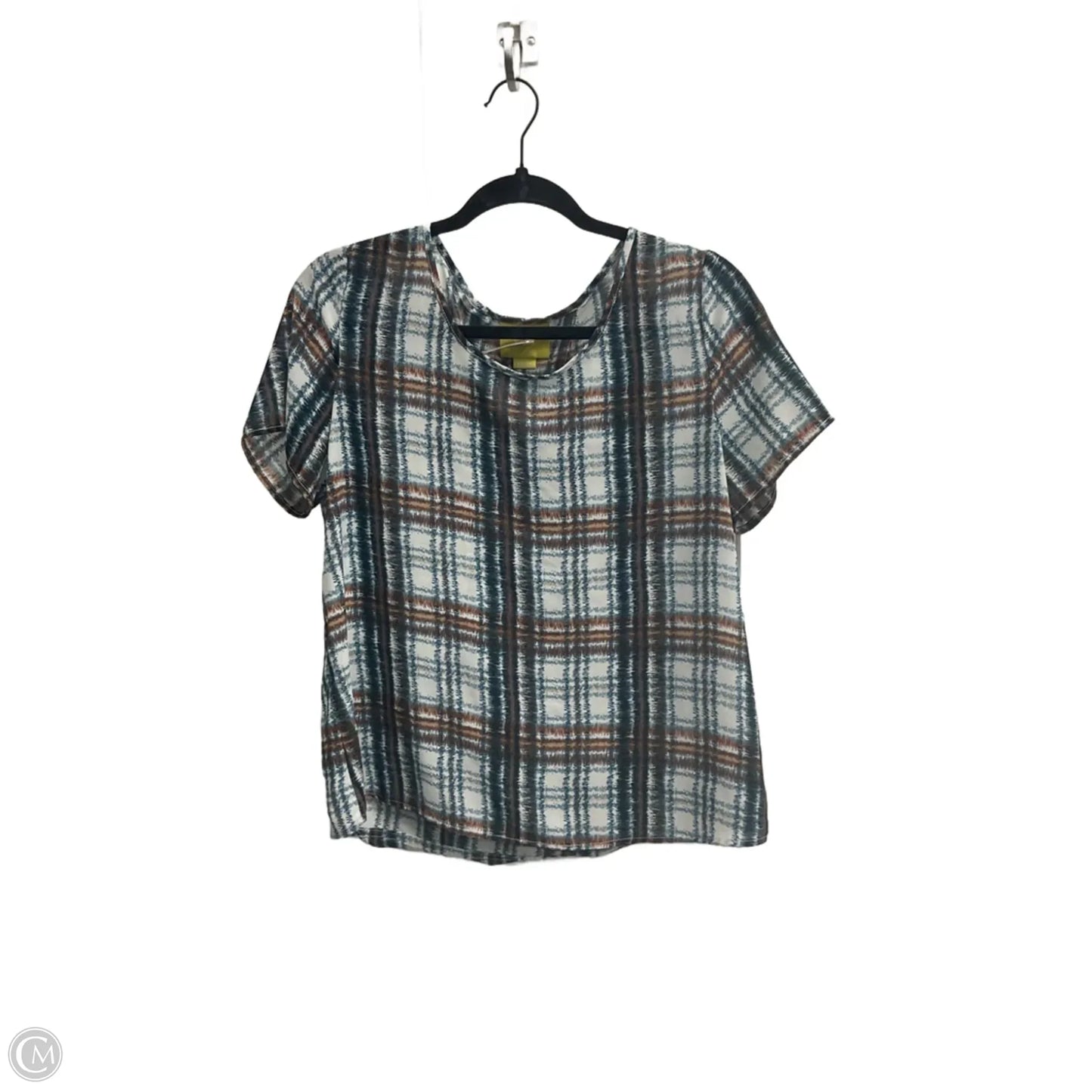 Top Short Sleeve By Maeve In Plaid Pattern, Size: M