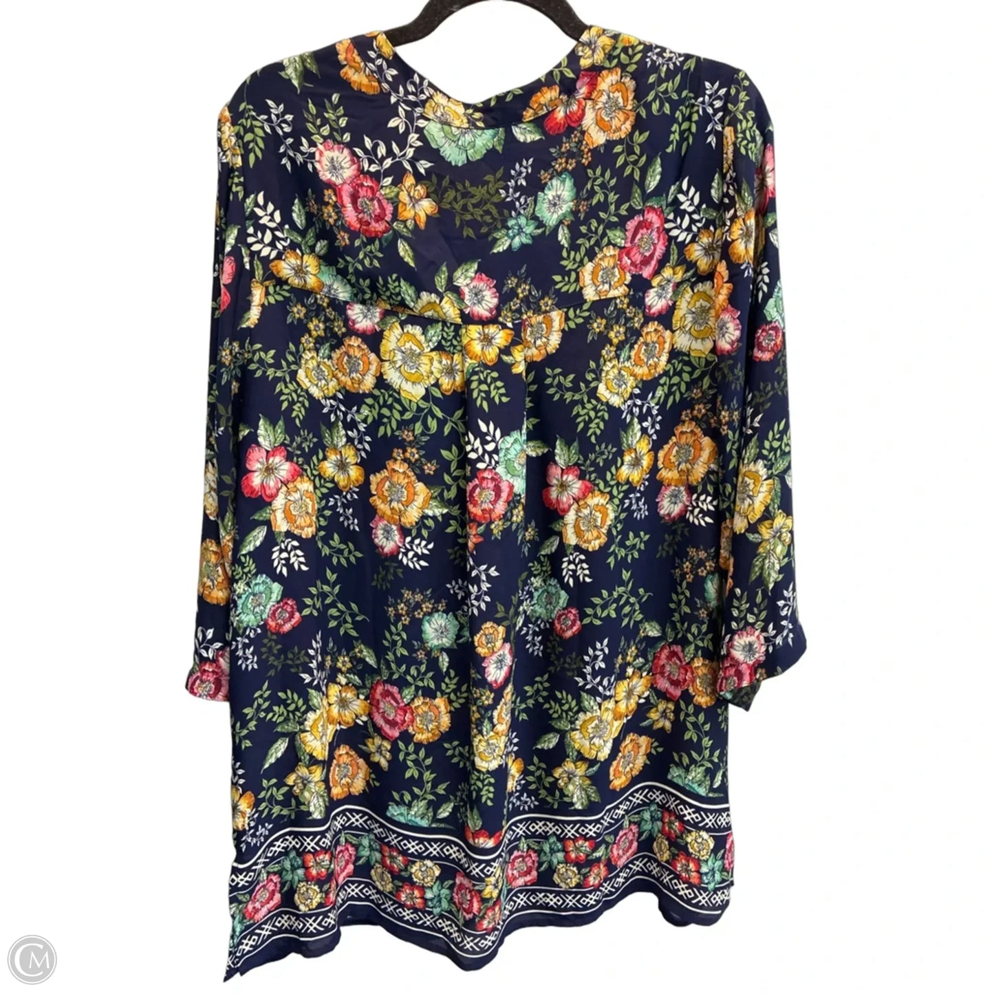 Tunic 3/4 Sleeve By Rose And Olive In Floral Print, Size: 1x
