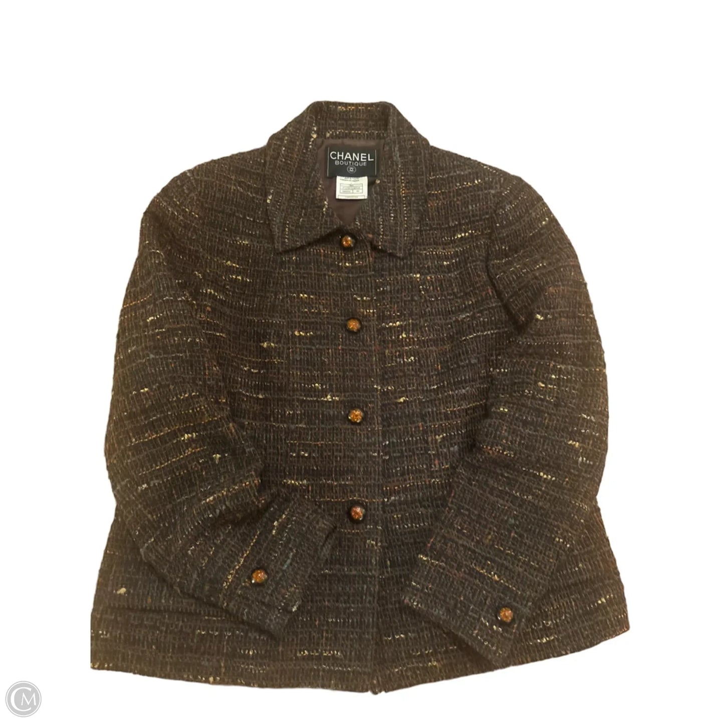 Blazer Luxury Designer By Chanel In Brown, Size: Xl