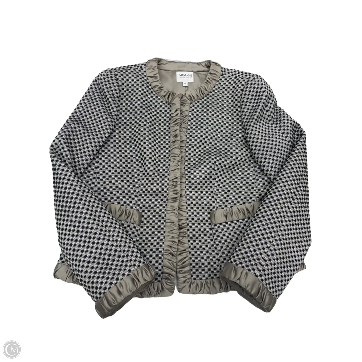 Jacket Luxury Designer By Armani In Checkered Pattern, Size: M