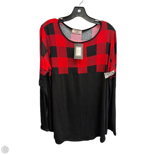 Top Long Sleeve By Zenana In Black & Red, Size: 1x