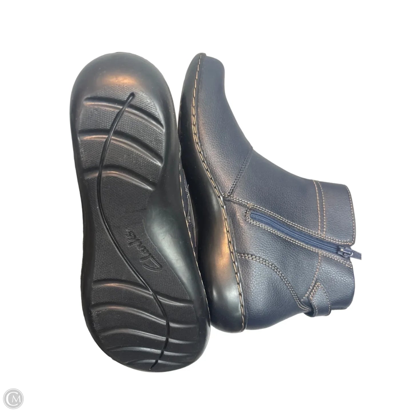 Boots Ankle Flats By Clarks In Navy, Size: 10