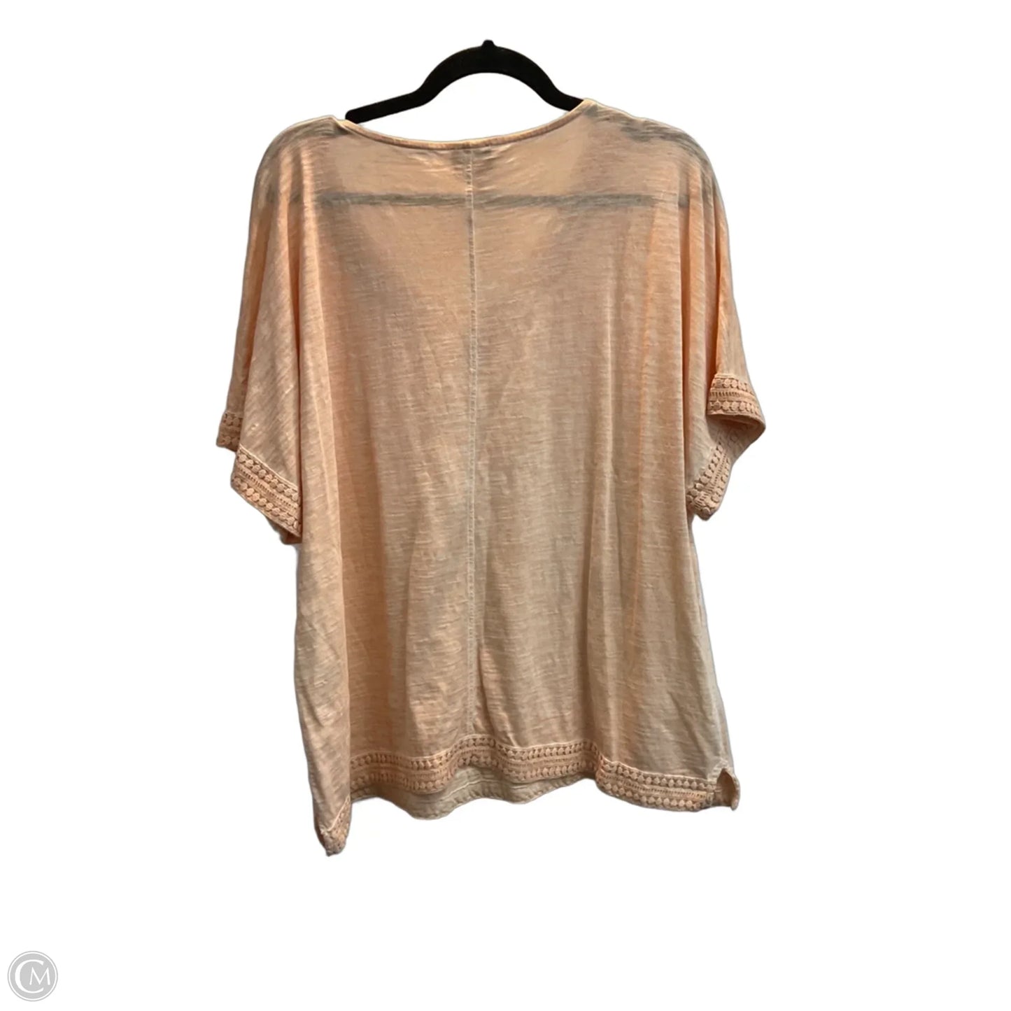 Top Short Sleeve By Chicos In Peach, Size: Xl