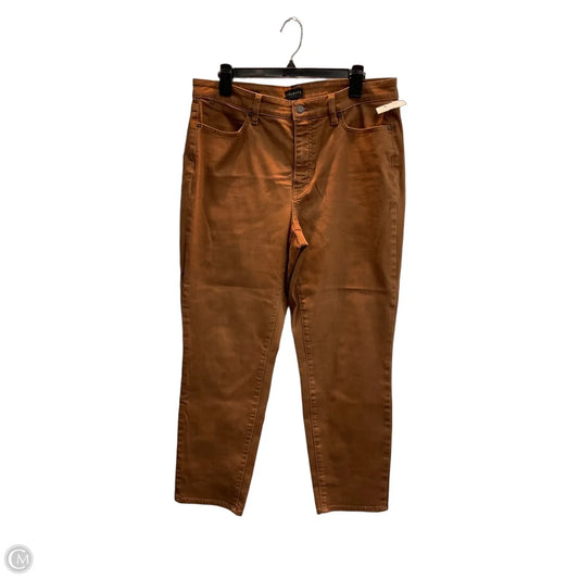 Jeans Straight By Talbots In Brown Denim, Size: 12