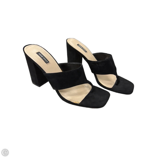Sandals Heels Block By Nine West In Black, Size: 10
