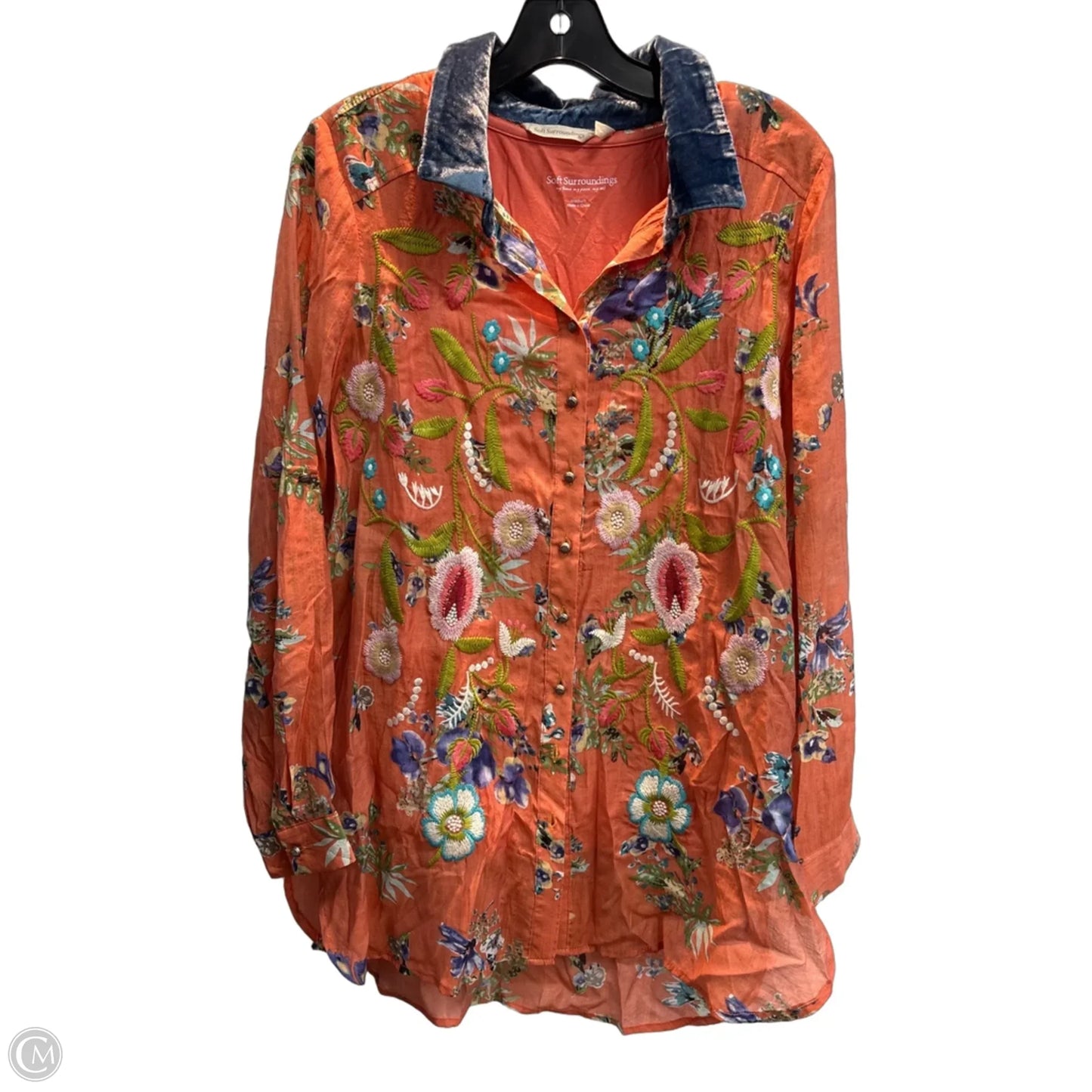 Blouse Long Sleeve By Soft Surroundings In Orange, Size: M