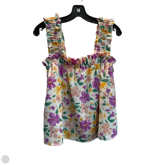 Top Sleeveless By Blu Pepper In Floral Print, Size: S