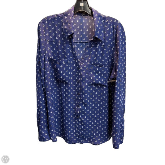 Blouse Long Sleeve By Express In Nautical Print, Size: L