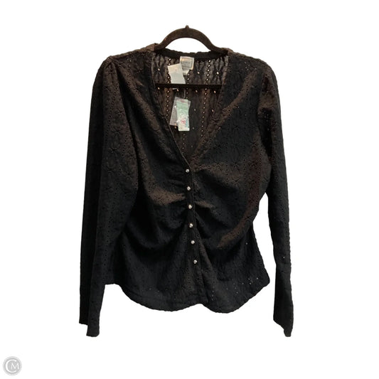 Top Long Sleeve By Maeve In Black, Size: 1x