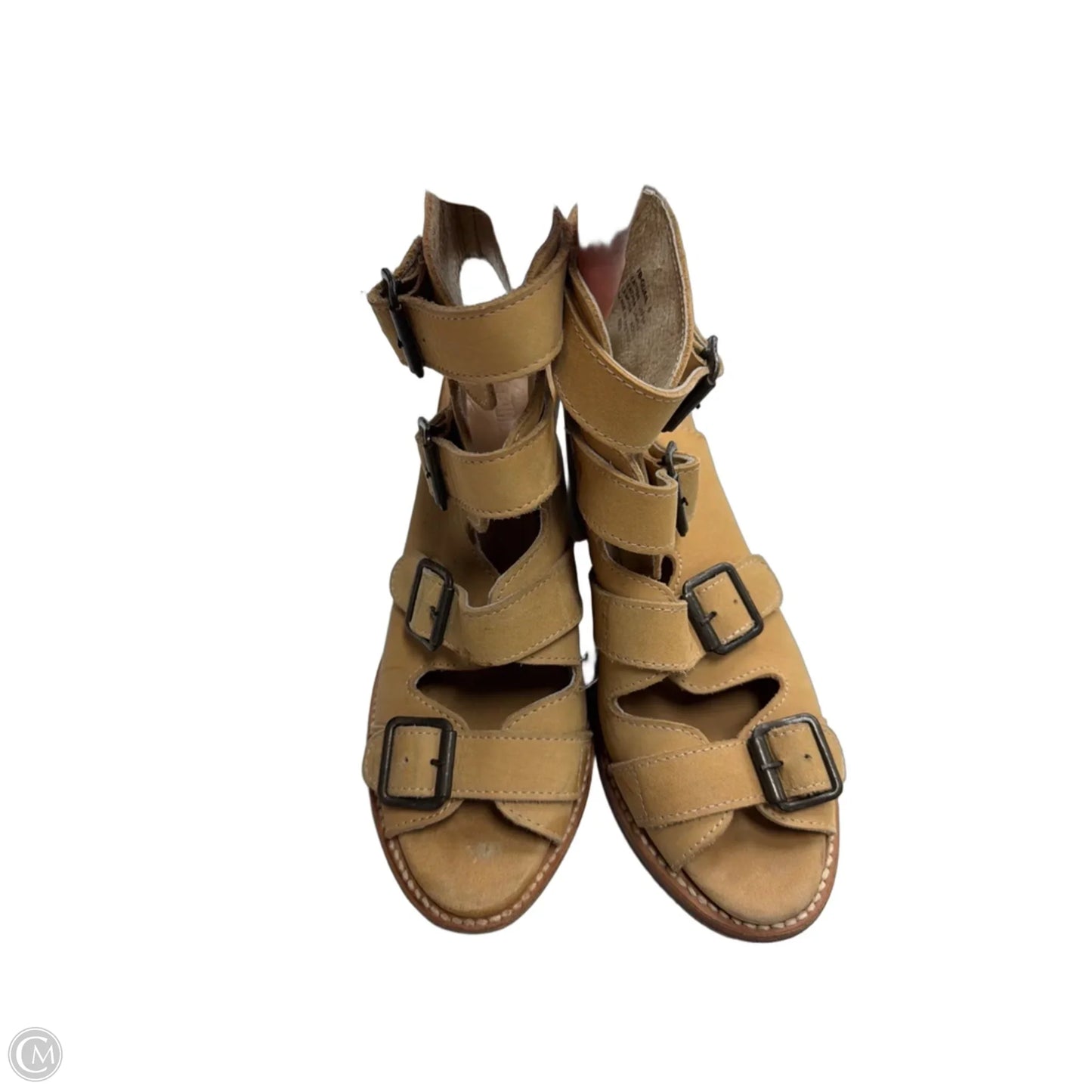 Sandals Heels Block By Freebird In Tan, Size: 9