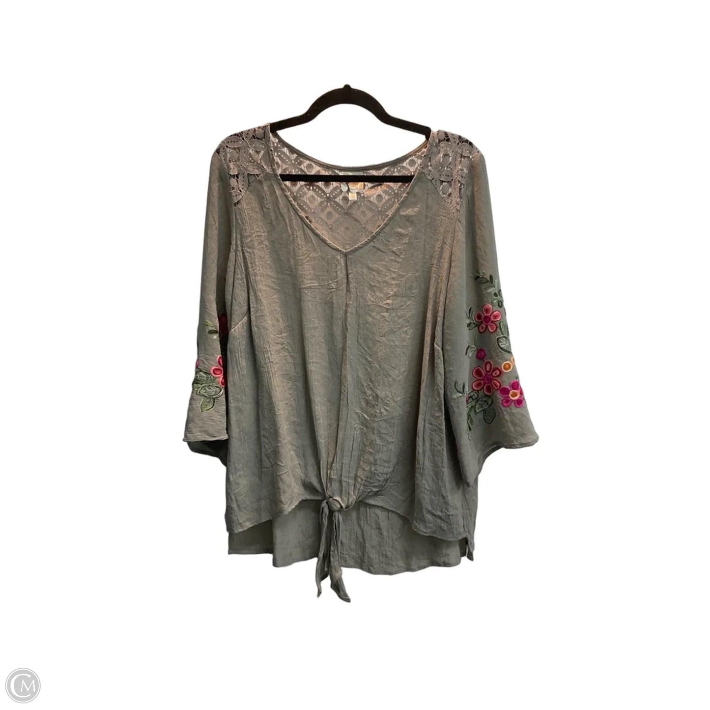 Top 3/4 Sleeve By Figuero & Flower In Taupe, Size: 2x
