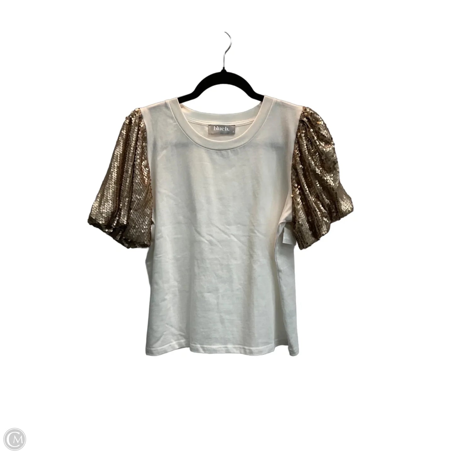 Top Short Sleeve By Blue B In Gold & White, Size: M
