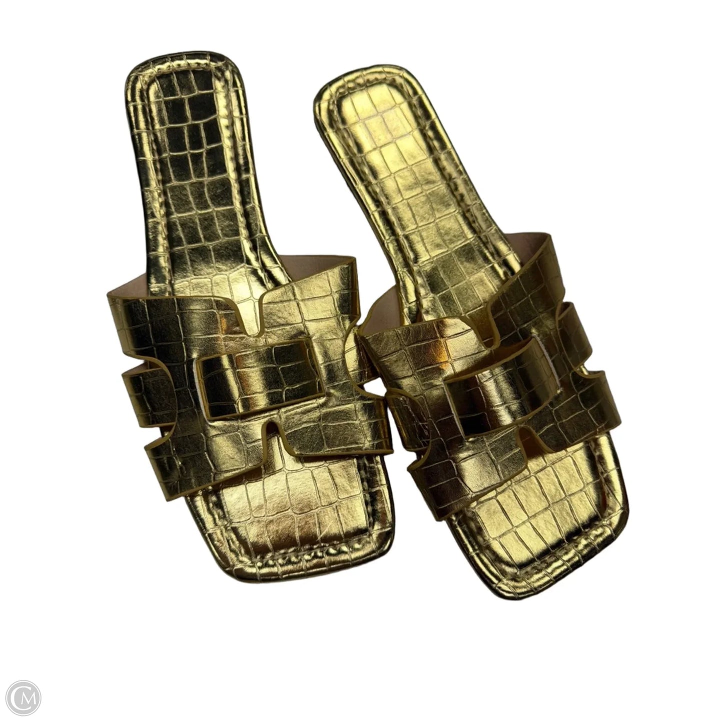 Sandals Flats By Clothes Mentor In Gold, Size: 12