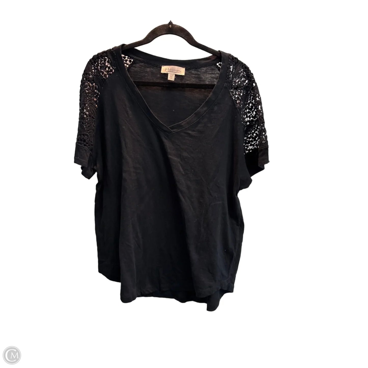 Top Short Sleeve By Philosophy In Black, Size: 1x