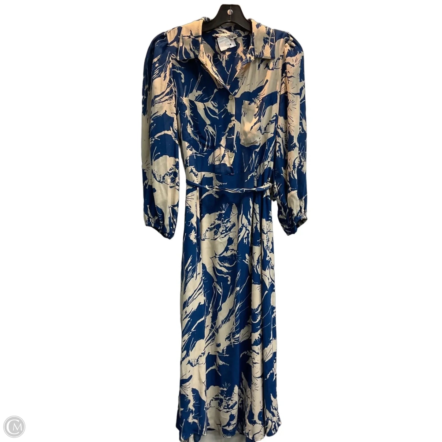 Dress Casual Maxi By Zara In Blue & Cream, Size: M