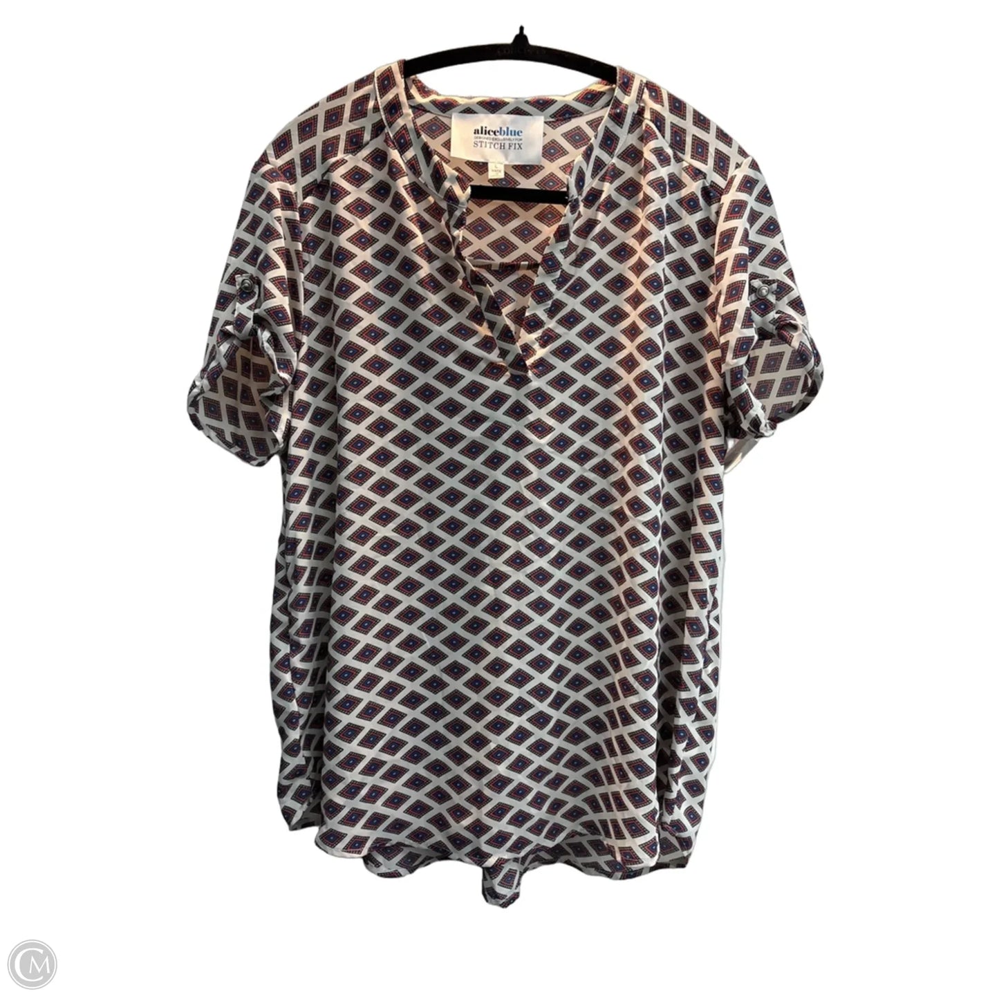 Top Short Sleeve By Alice Blue In Geometric Pattern, Size: L