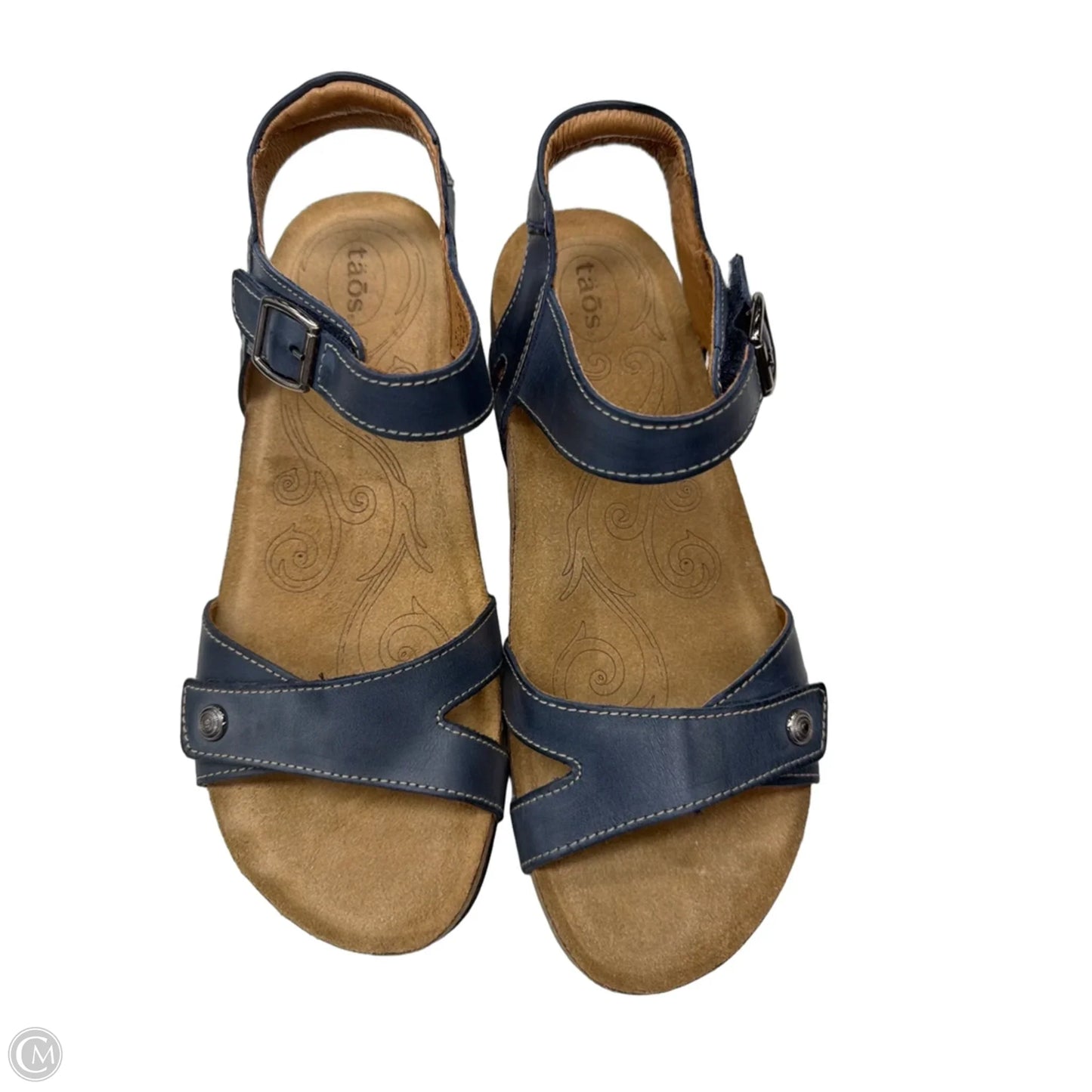 Sandals Heels Wedge By Taos In Blue, Size: 7.5