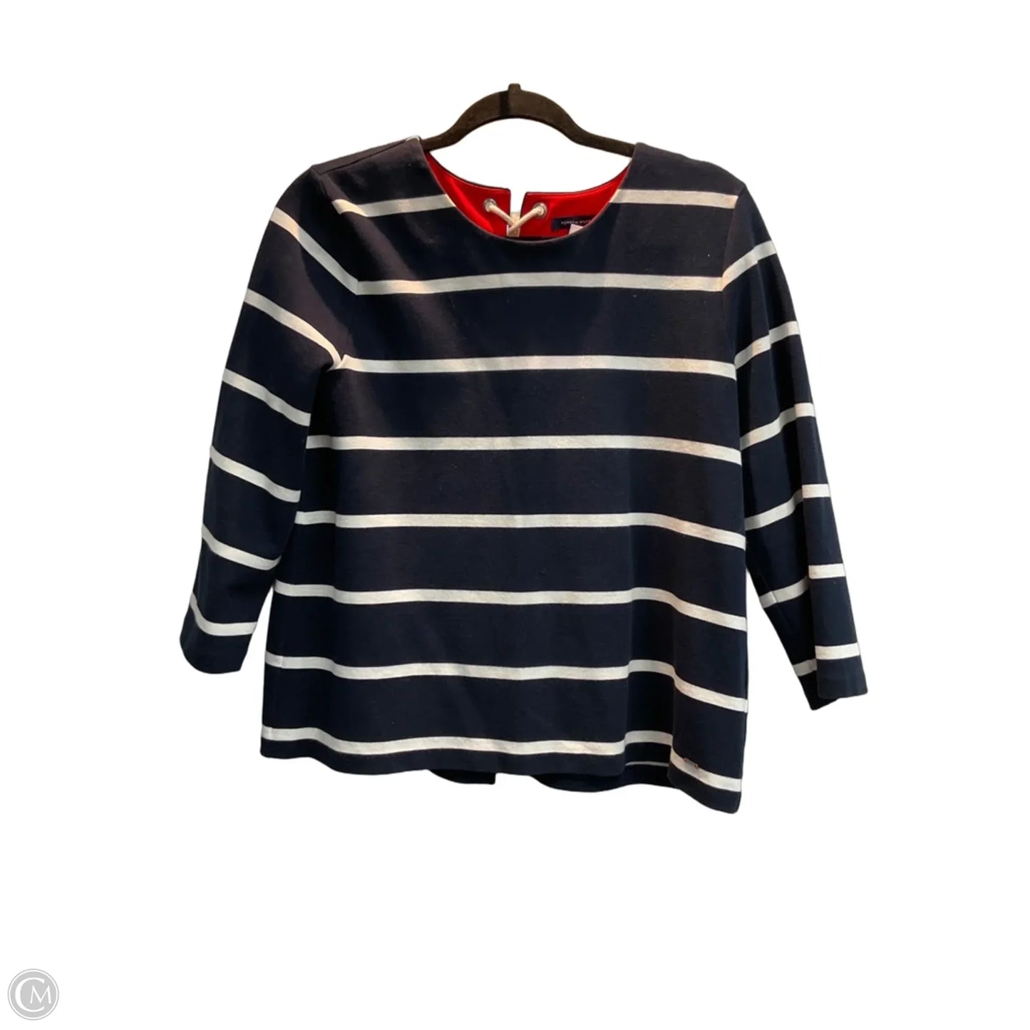 Top 3/4 Sleeve By Tommy Hilfiger In Striped Pattern, Size: M
