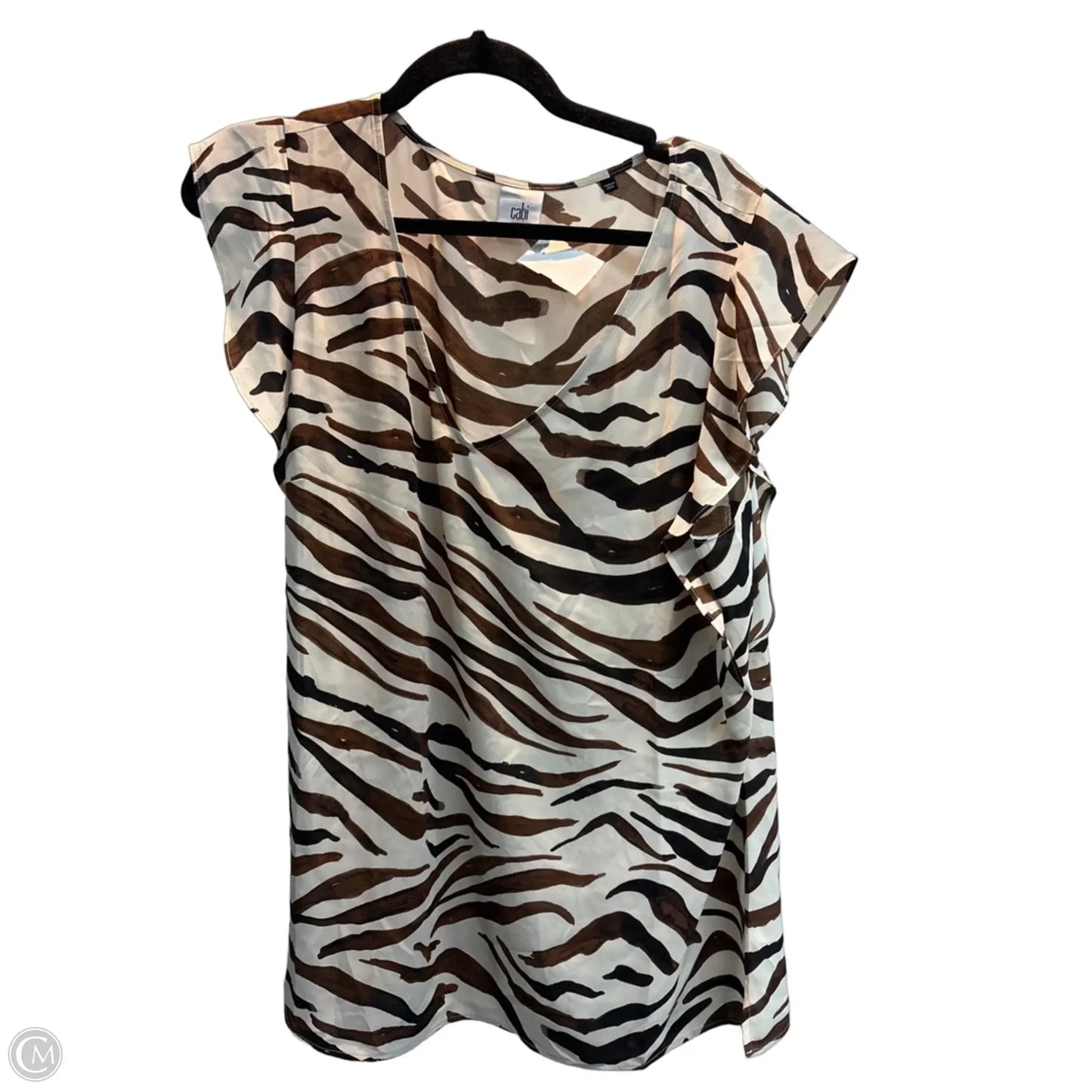 Top Sleeveless By Cabi In Zebra Print, Size: Xl