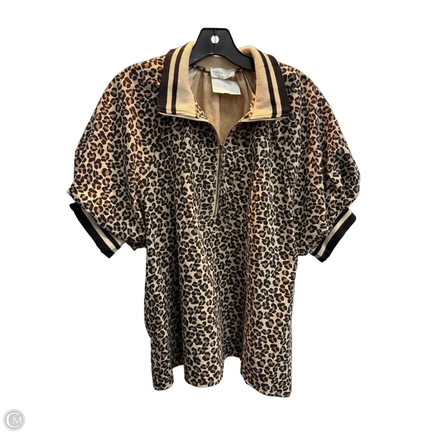 Top Short Sleeve By Entro In Leopard Print, Size: L