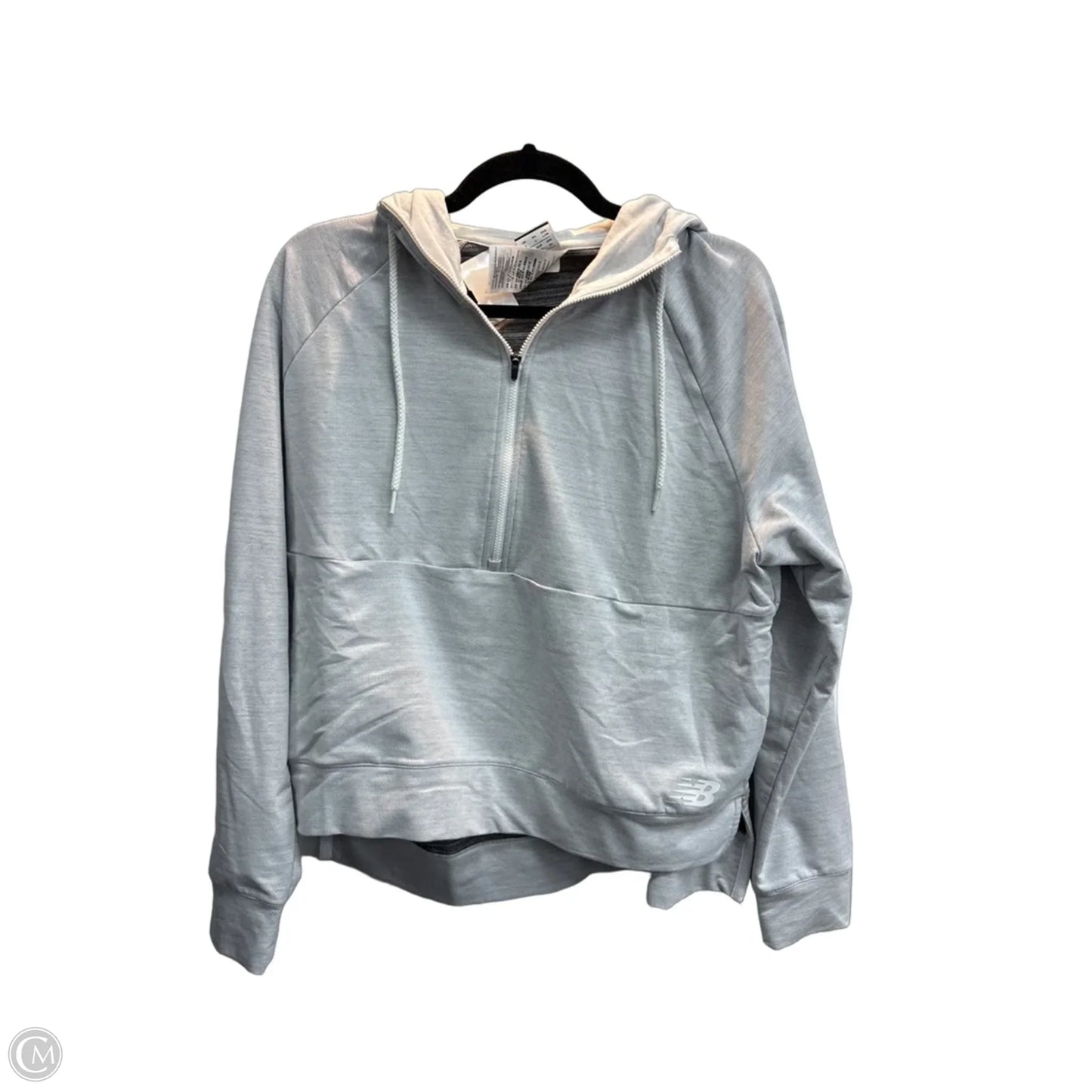 Athletic Top Long Sleeve Hoodie By New Balance In Grey, Size: L