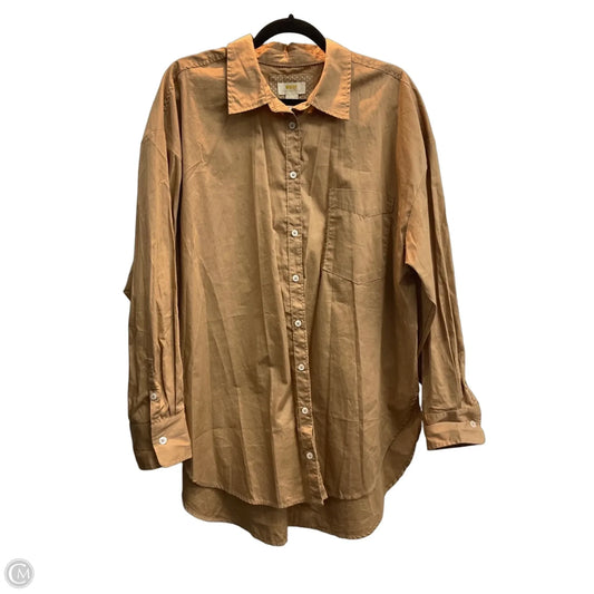 Blouse Long Sleeve By Maeve In Tan, Size: Xl