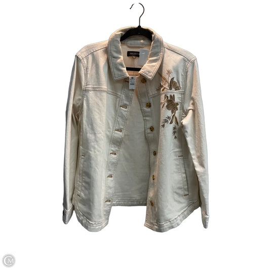 Jacket Denim By Talbots In Cream, Size: L