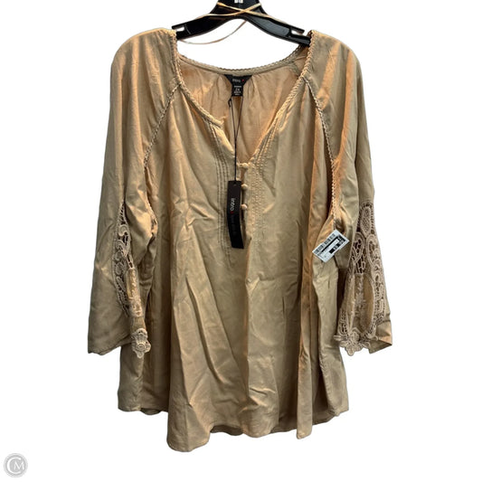 Top 3/4 Sleeve By Intro In Tan, Size: 2x