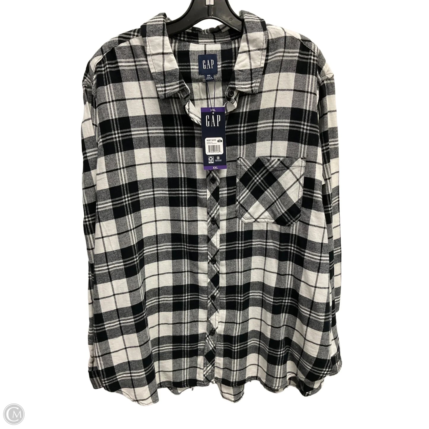 Top Long Sleeve By Gap In Black & White, Size: Xxl