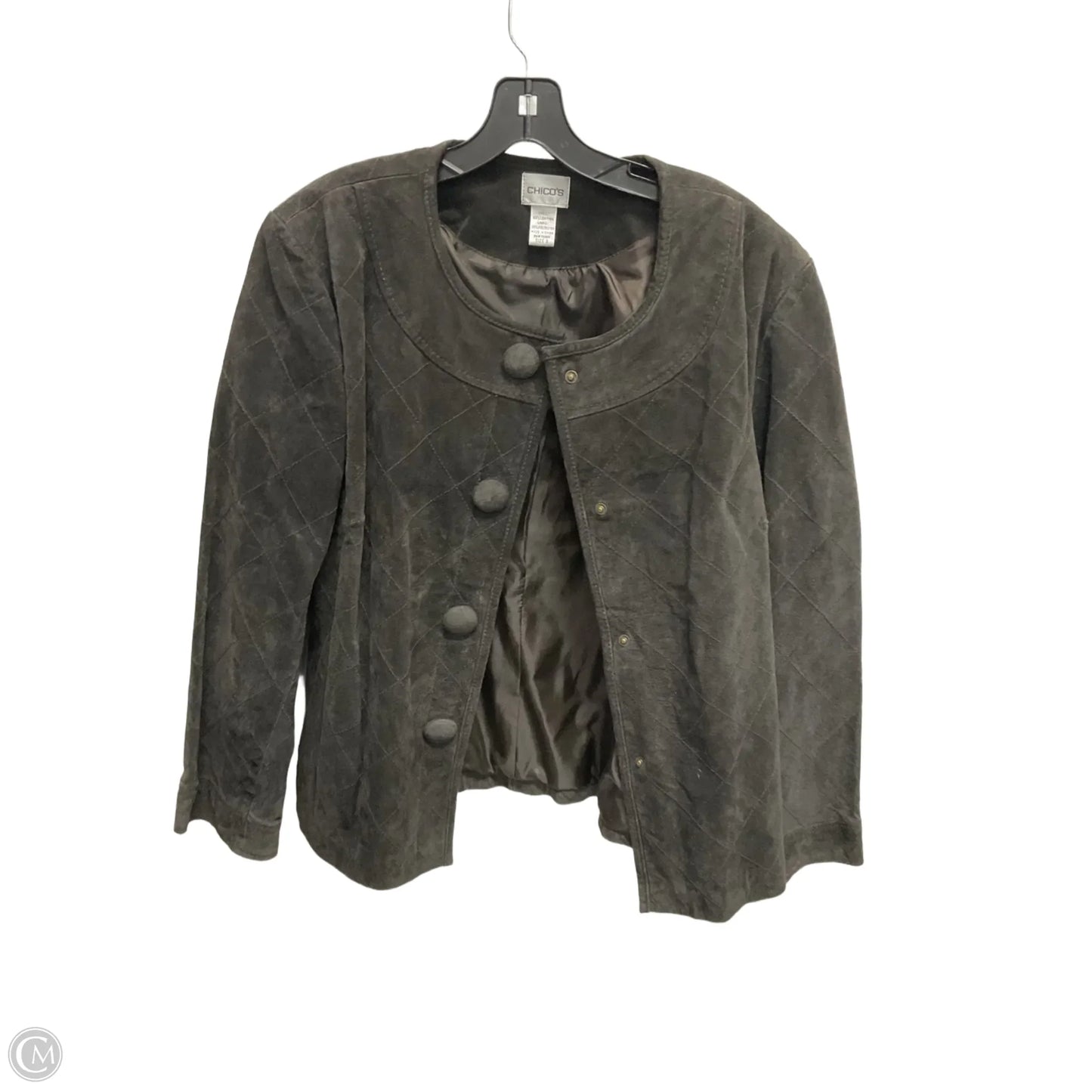 Jacket Leather By Chicos In Brown, Size: Xl