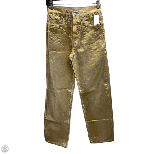 Jeans Wide Leg By Zara In Gold, Size: 2