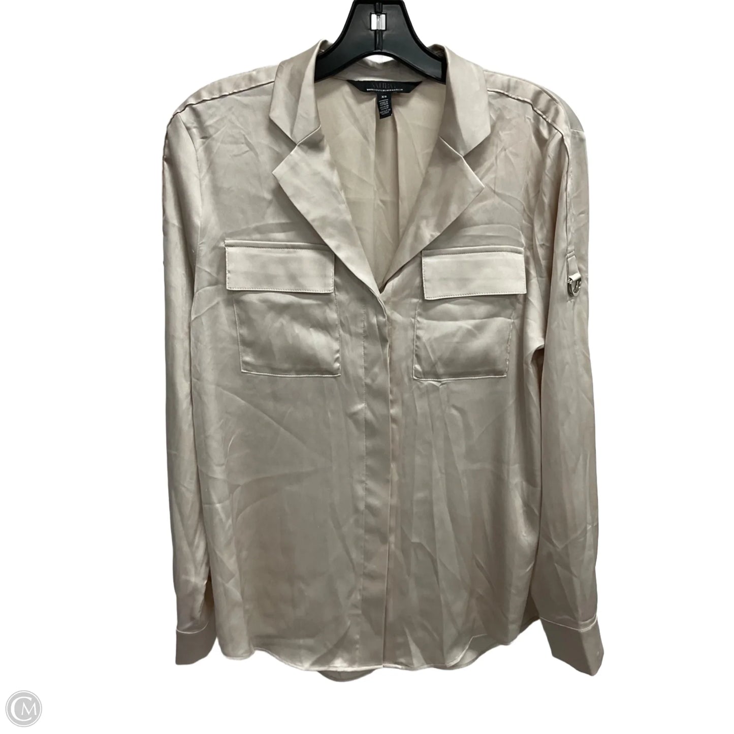 Blouse Long Sleeve By White House Black Market In Ivory, Size: Xs