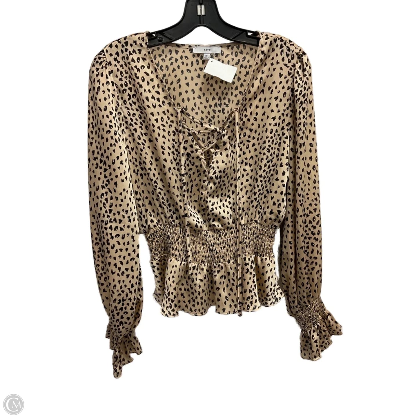 Blouse Long Sleeve By Fate In Animal Print, Size: M
