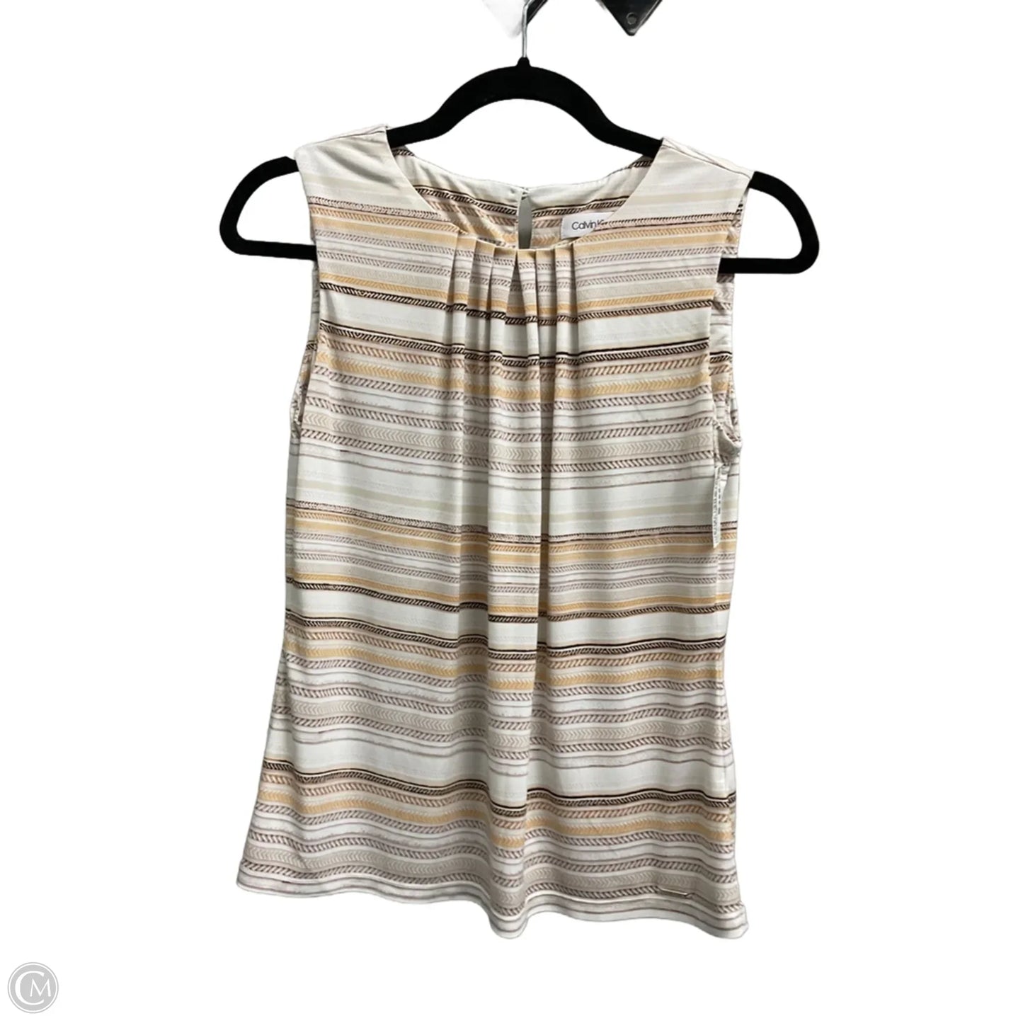 Top Sleeveless By Calvin Klein In Striped Pattern, Size: Mp
