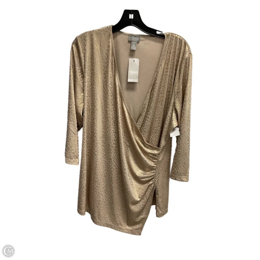 Top Long Sleeve By Chicos In Gold, Size: Xl