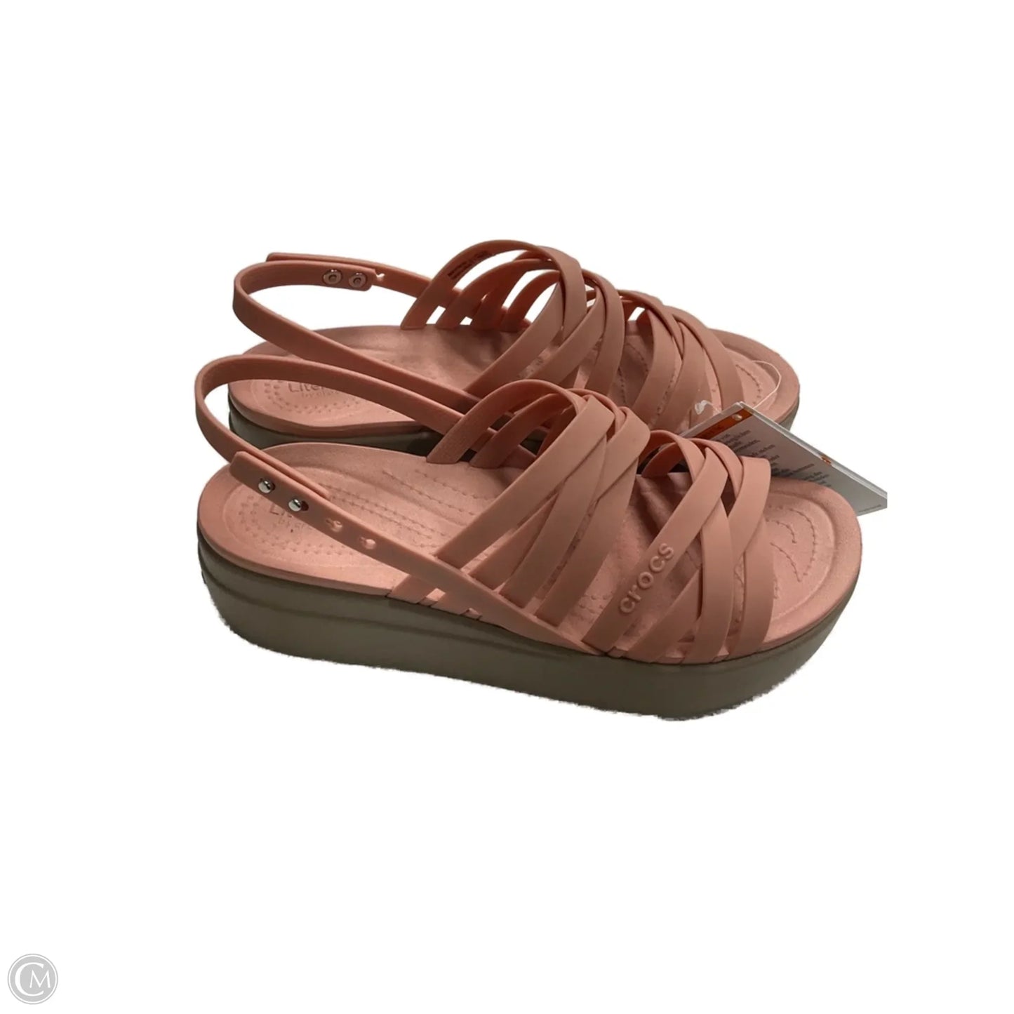 Sandals Heels Platform By Crocs In Pink, Size: 8