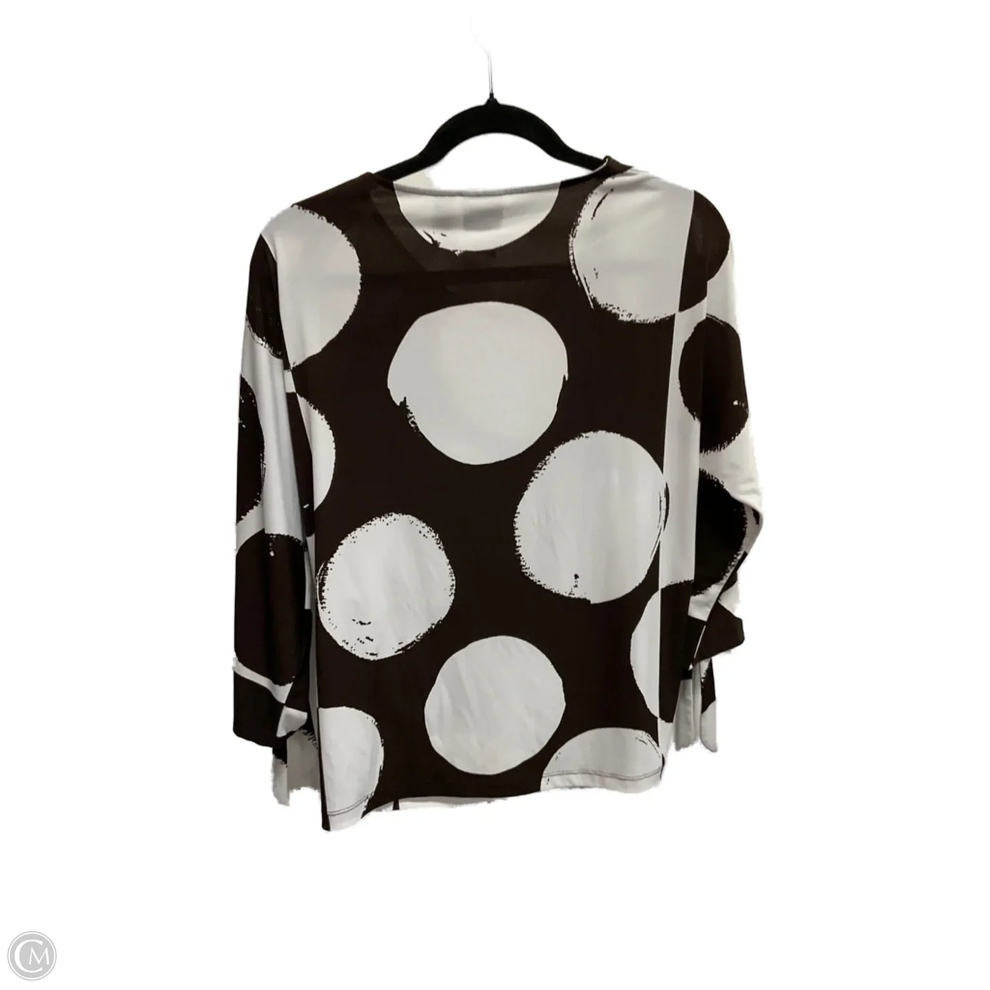 Top Long Sleeve By Chicos In Brown & White, Size: M