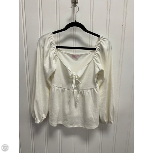 Top Long Sleeve By Pink Lily In White, Size: S