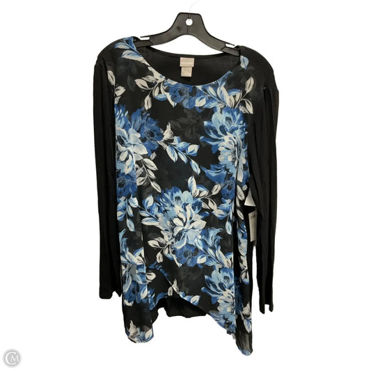 Top Long Sleeve By Chicos In Black & Blue, Size: L