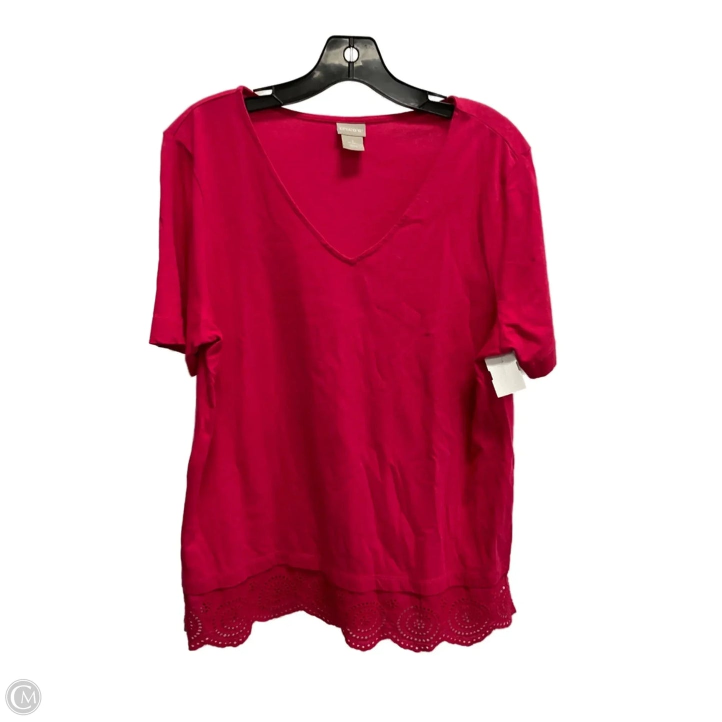 Top Short Sleeve By Chicos In Pink, Size: L