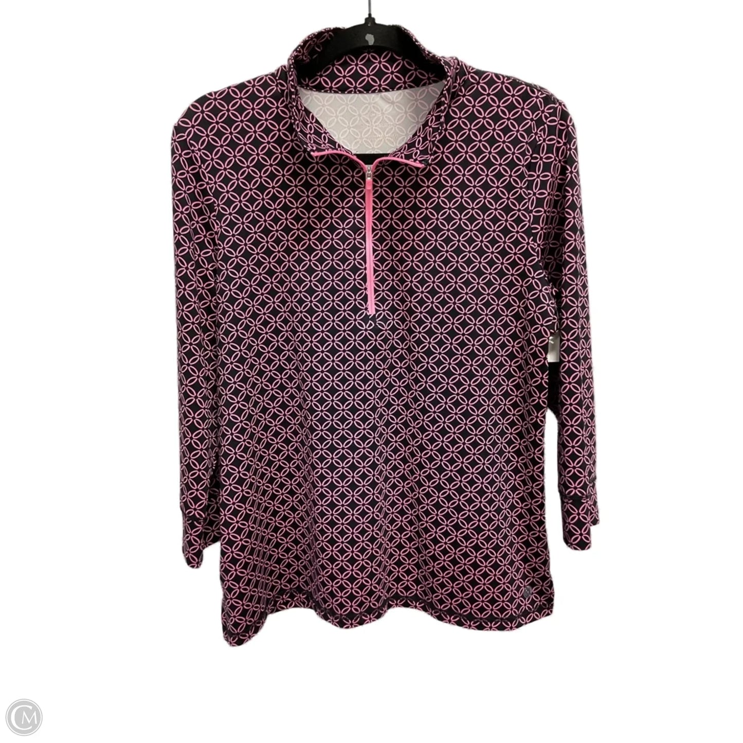 Athletic Top Long Sleeve Collar By Talbots In Black & Pink, Size: L